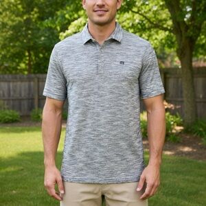 Travis Mathew Heather Light Gray Polo Shirt
